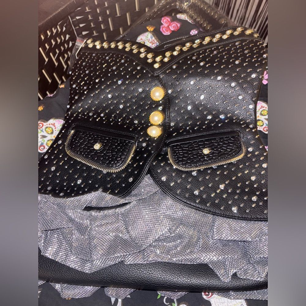 Rhinestone & Pearls Vest Tall Purse - Picture 3 of 5